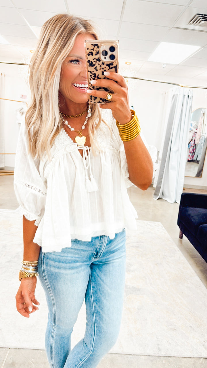 Boho Crochet Blouse-White