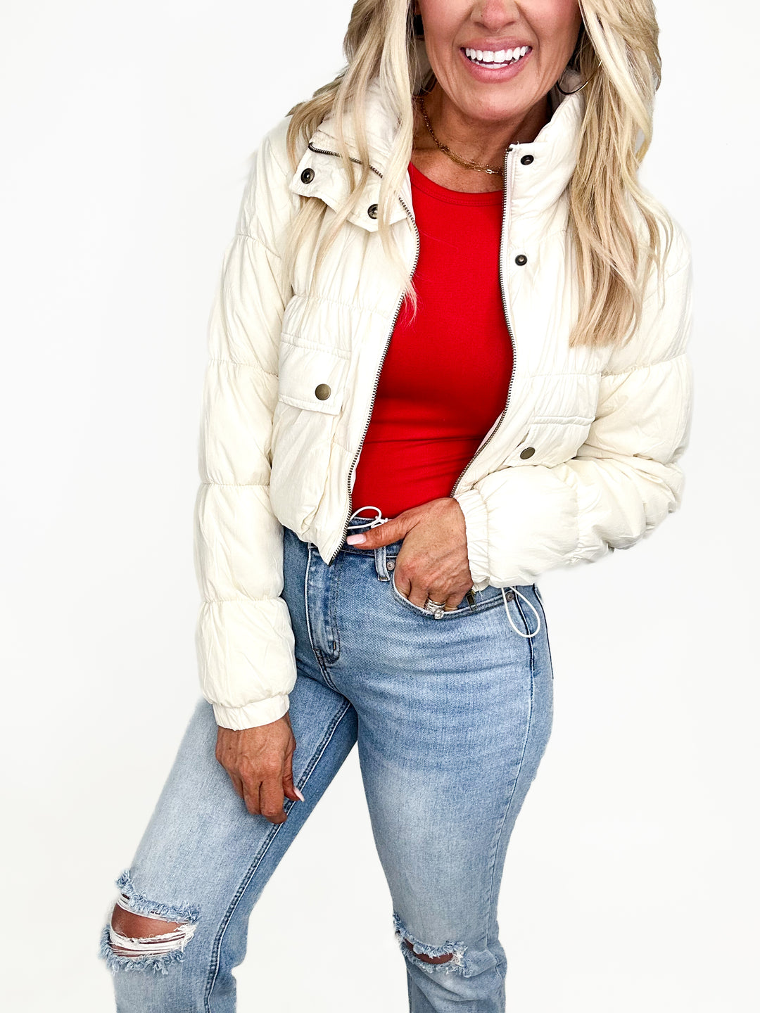 Cream Chillax Puffer Jacket