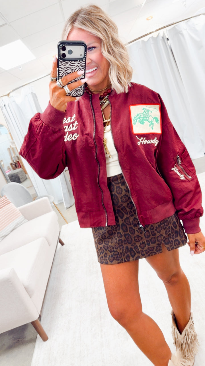 West League Bomber Jacket-Burgundy