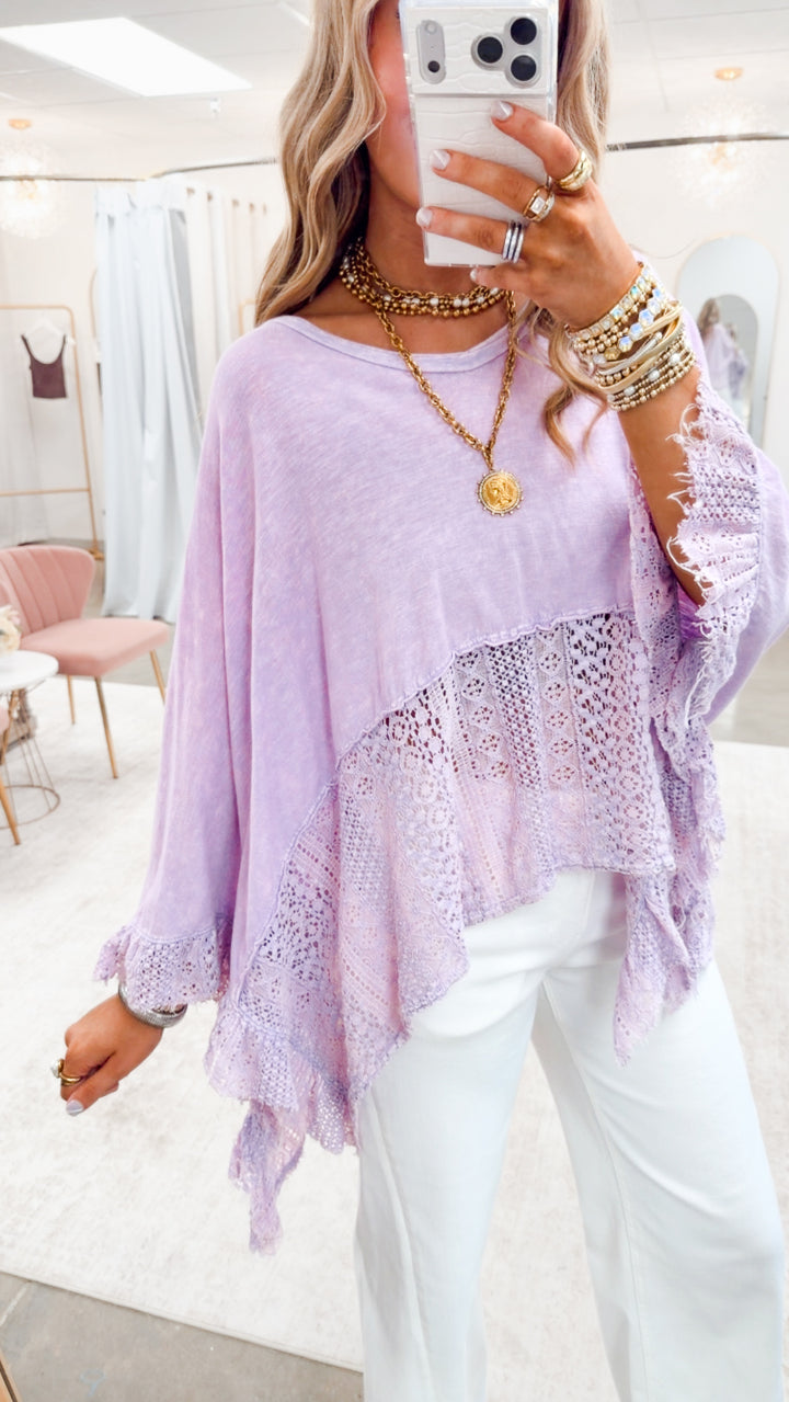 The Dusty Sky Poncho Top-Lavender