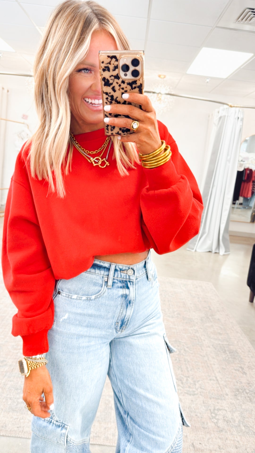 Lounge Ease Sweatshirt-Red