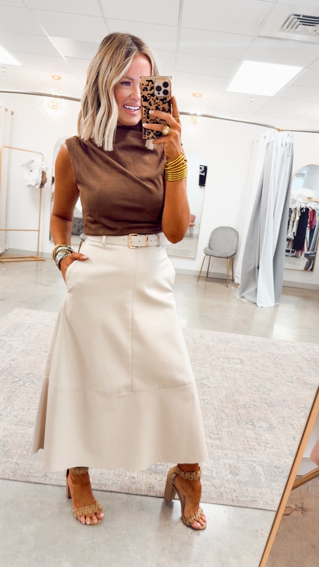 Charlotte Rae Midi Skirt-Ecru