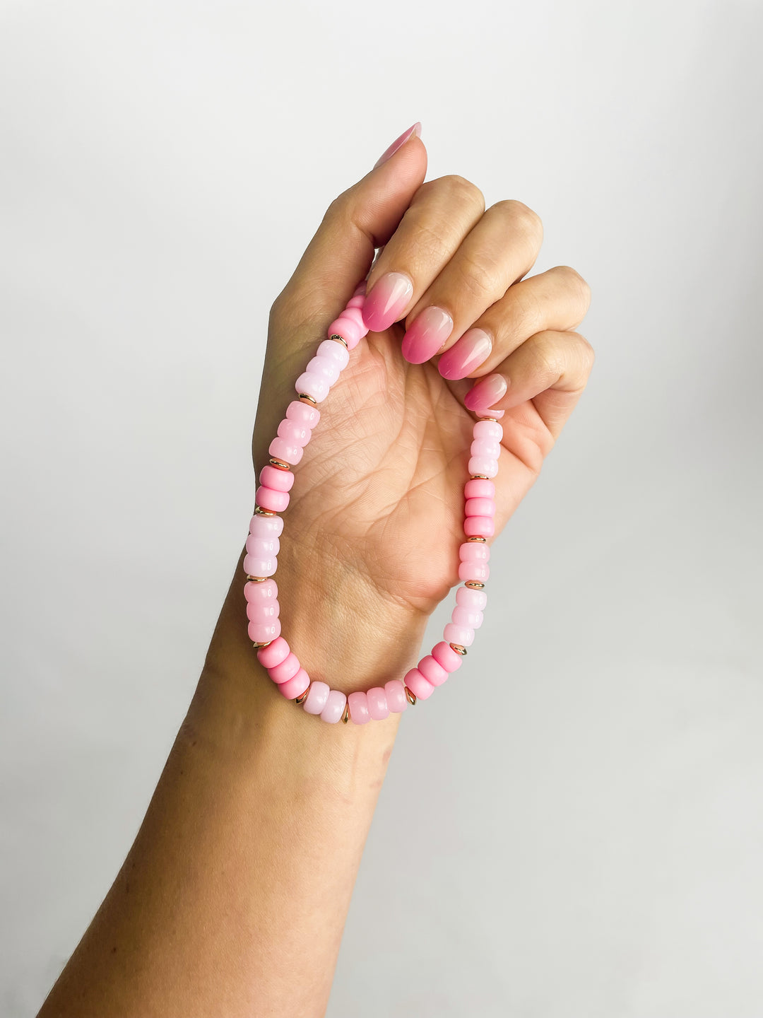 Aubrey Beaded Necklace-Lt Pink