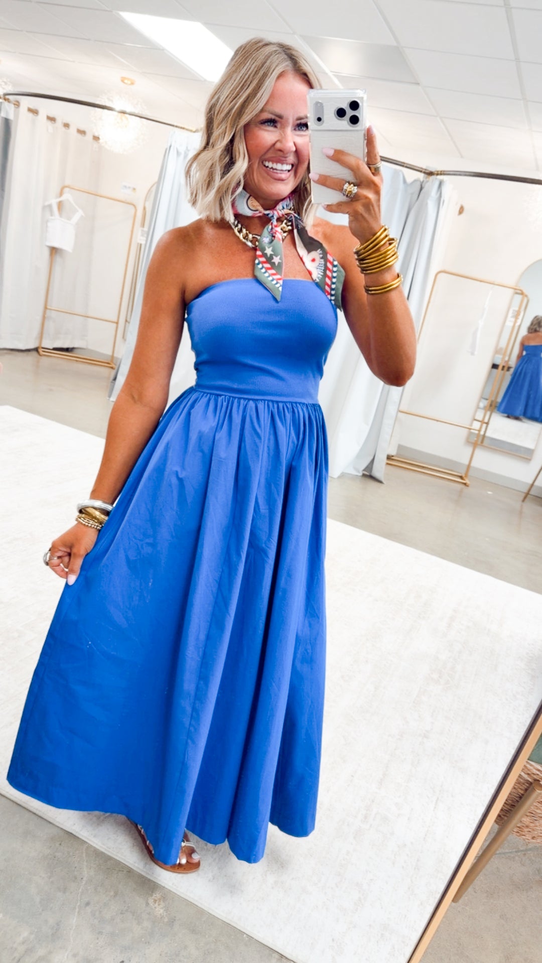 The Tidal Breeze Midi Dress-Cobalt