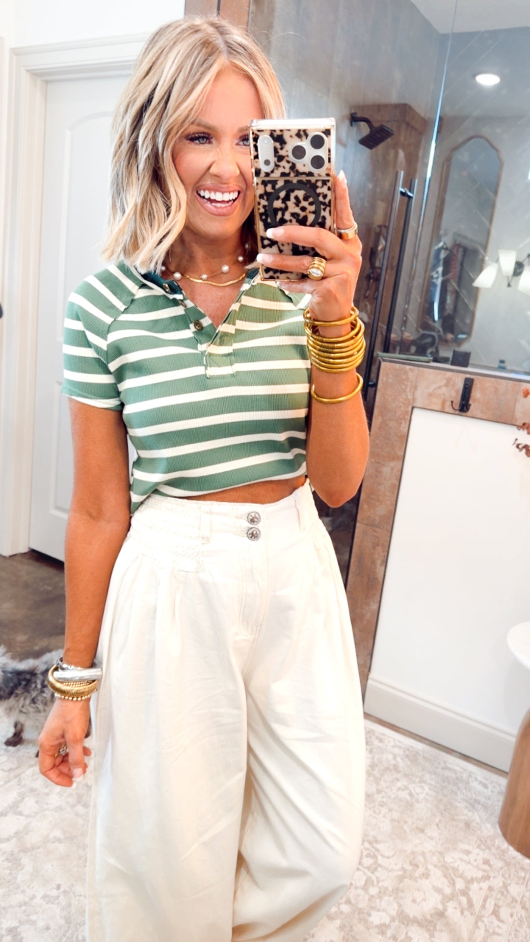 Sage Stripe Top