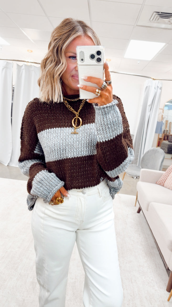 The Westbourne Stripe Sweater-Brown/Blue
