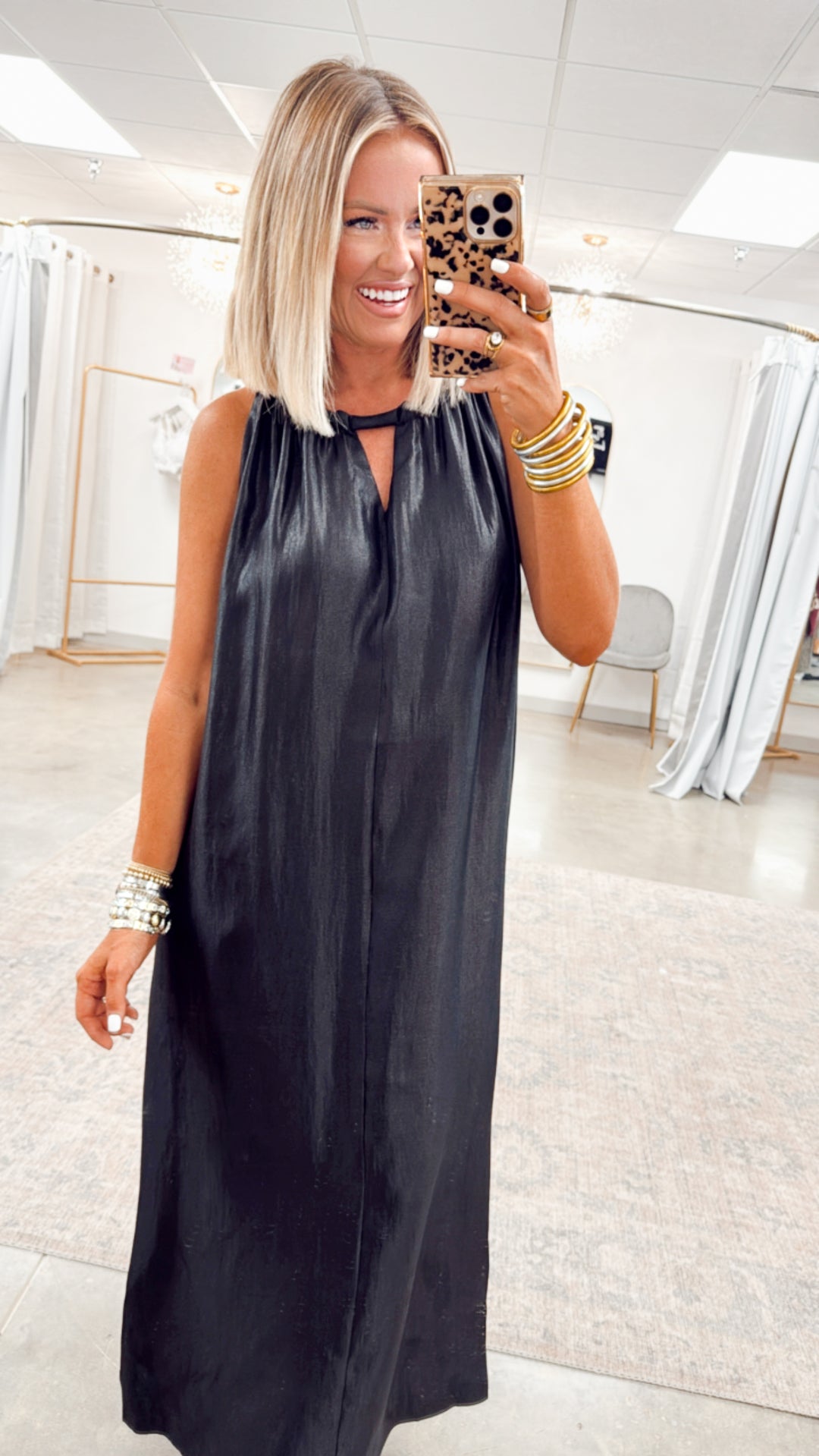 Halter Tie Back Dress-Black