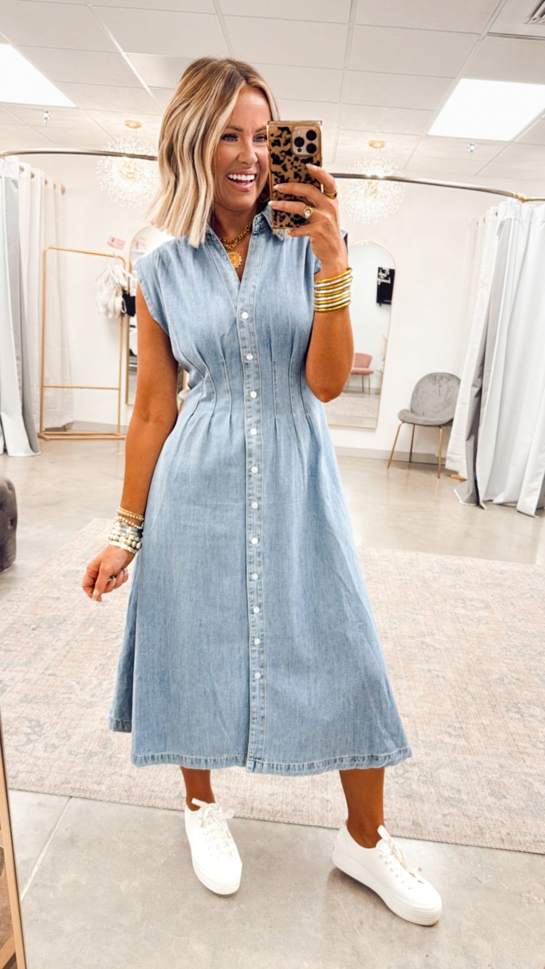 Collins Denim Midi Dress