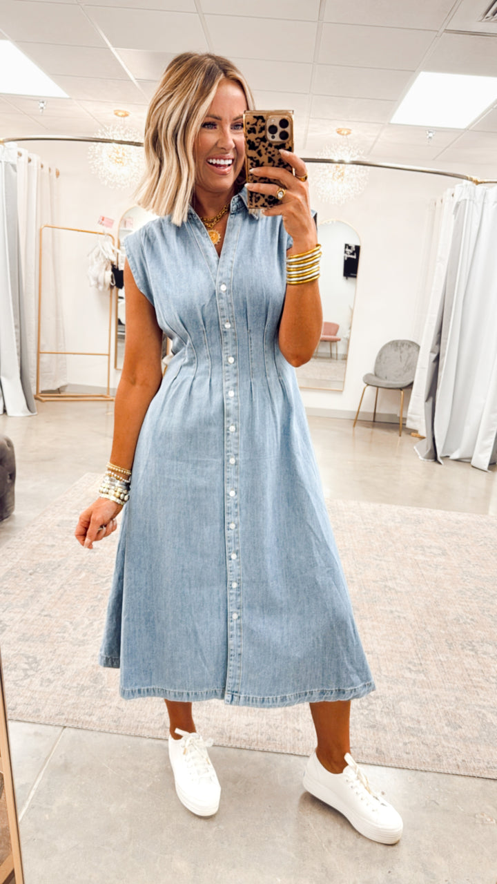 Collins Denim Midi Dress
