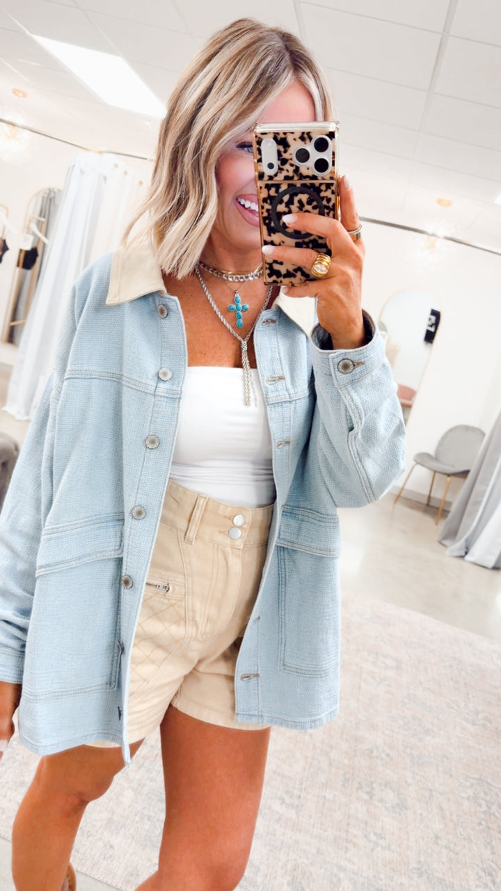 Quilted High Waist Shorts-Washed Sand