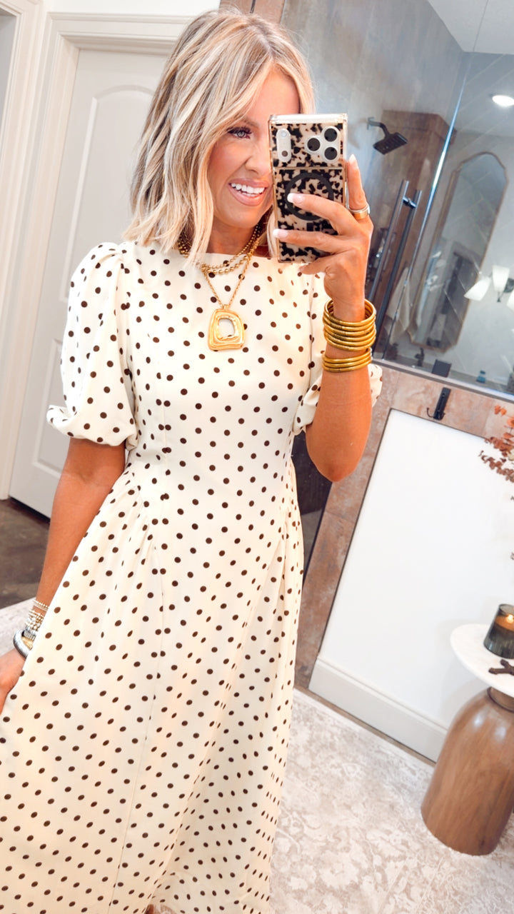 Classic Polka Dot Midi Dress