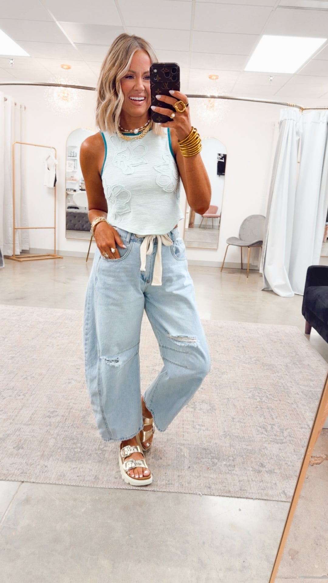 Sweet Stitch Tank-Pale Mint