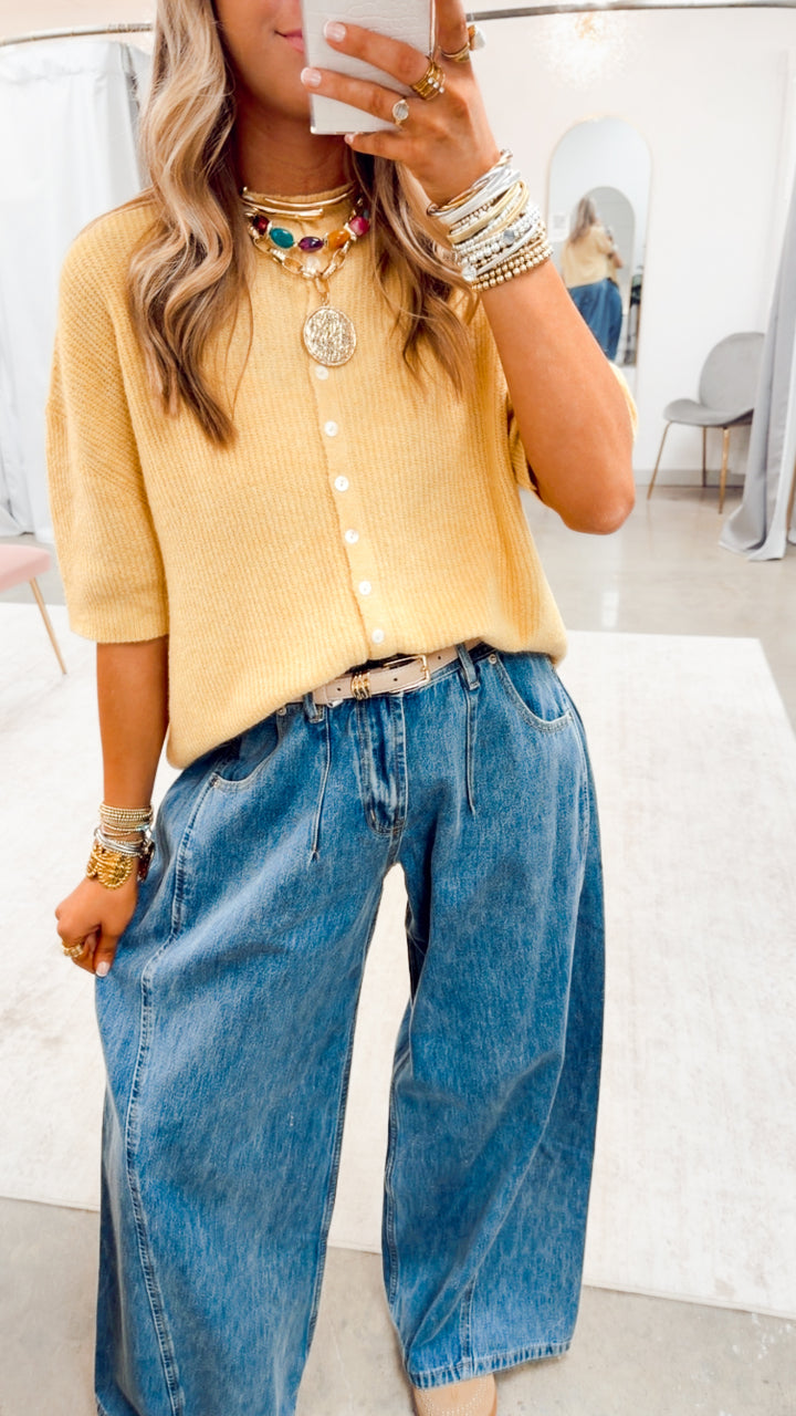 The Sammy Ribbed Cardigan-Honey