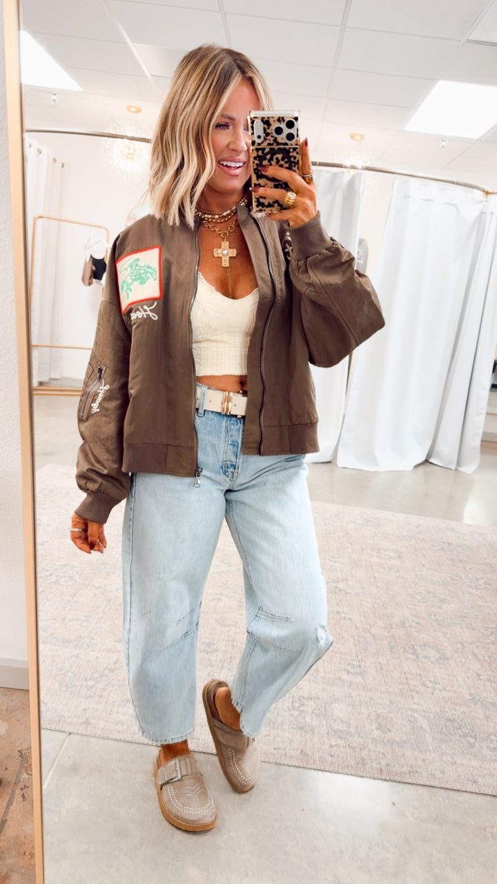 West League Bomber Jacket-Mocha Mousse
