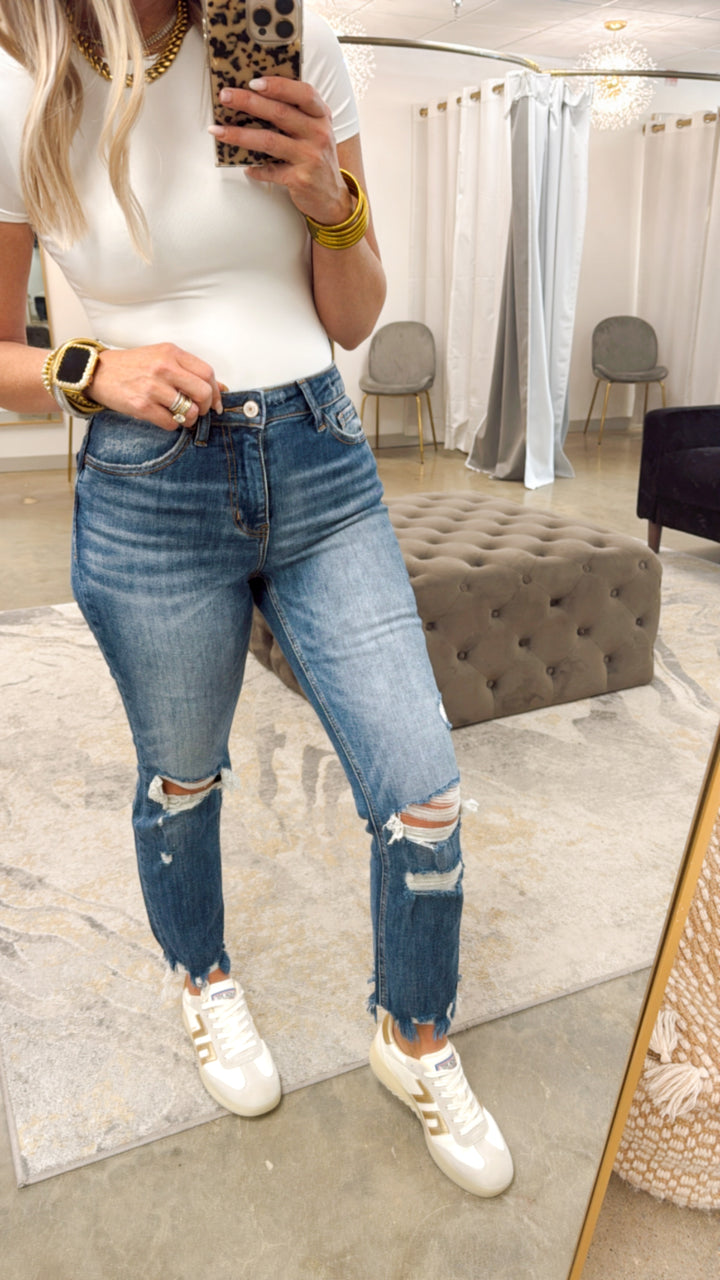 The Harper High-Rise Slim Straight Jeans