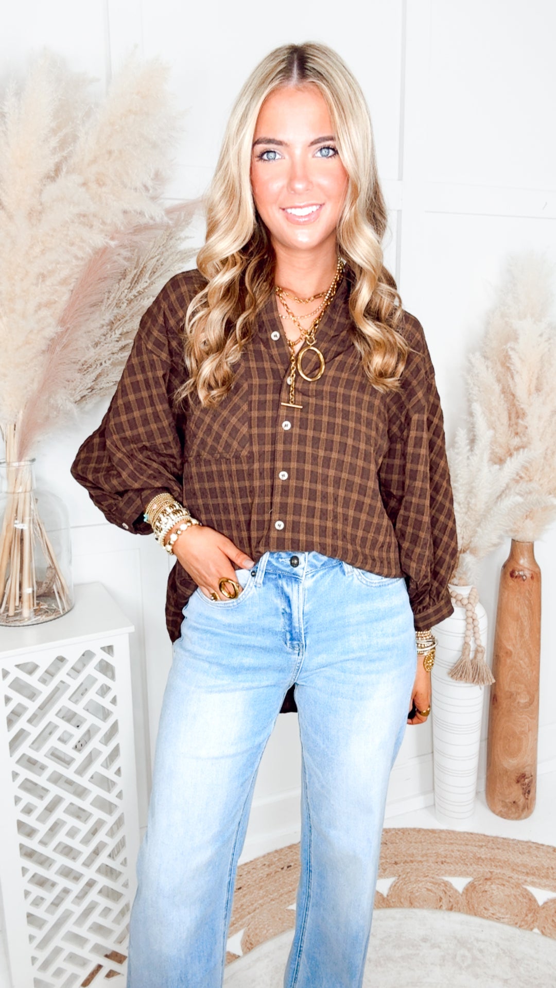 The Harvest Check Plaid Shirt-Brown