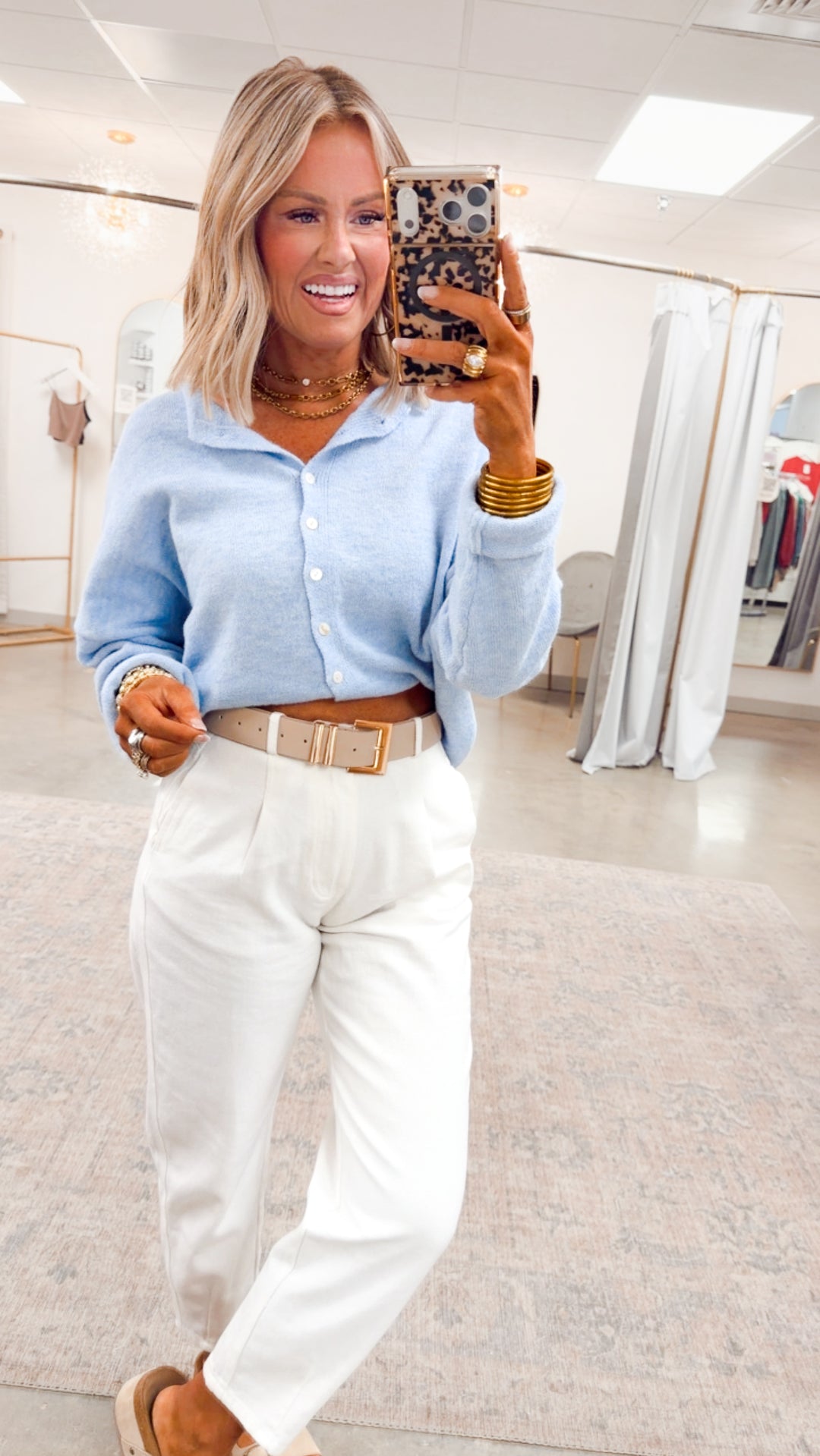 Seaside Stroll Cardigan-Sky Blue