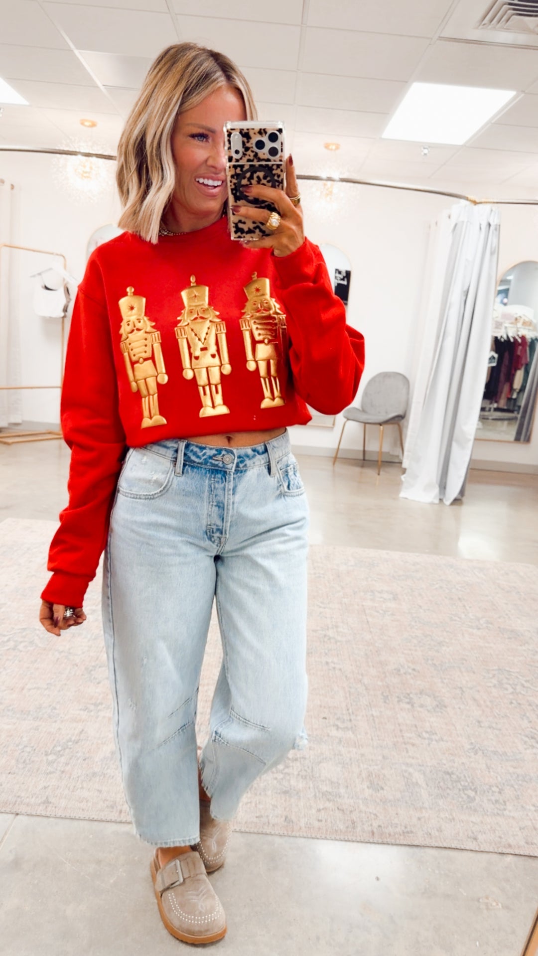 Nutcracker Metallic Puff Graphic Sweatshirt