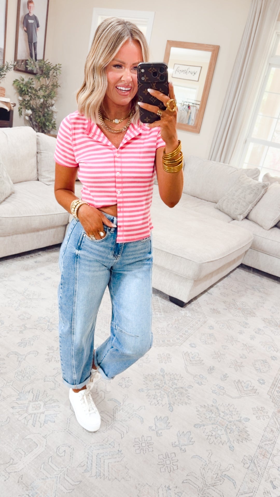 Piper Stripe Top-Pink