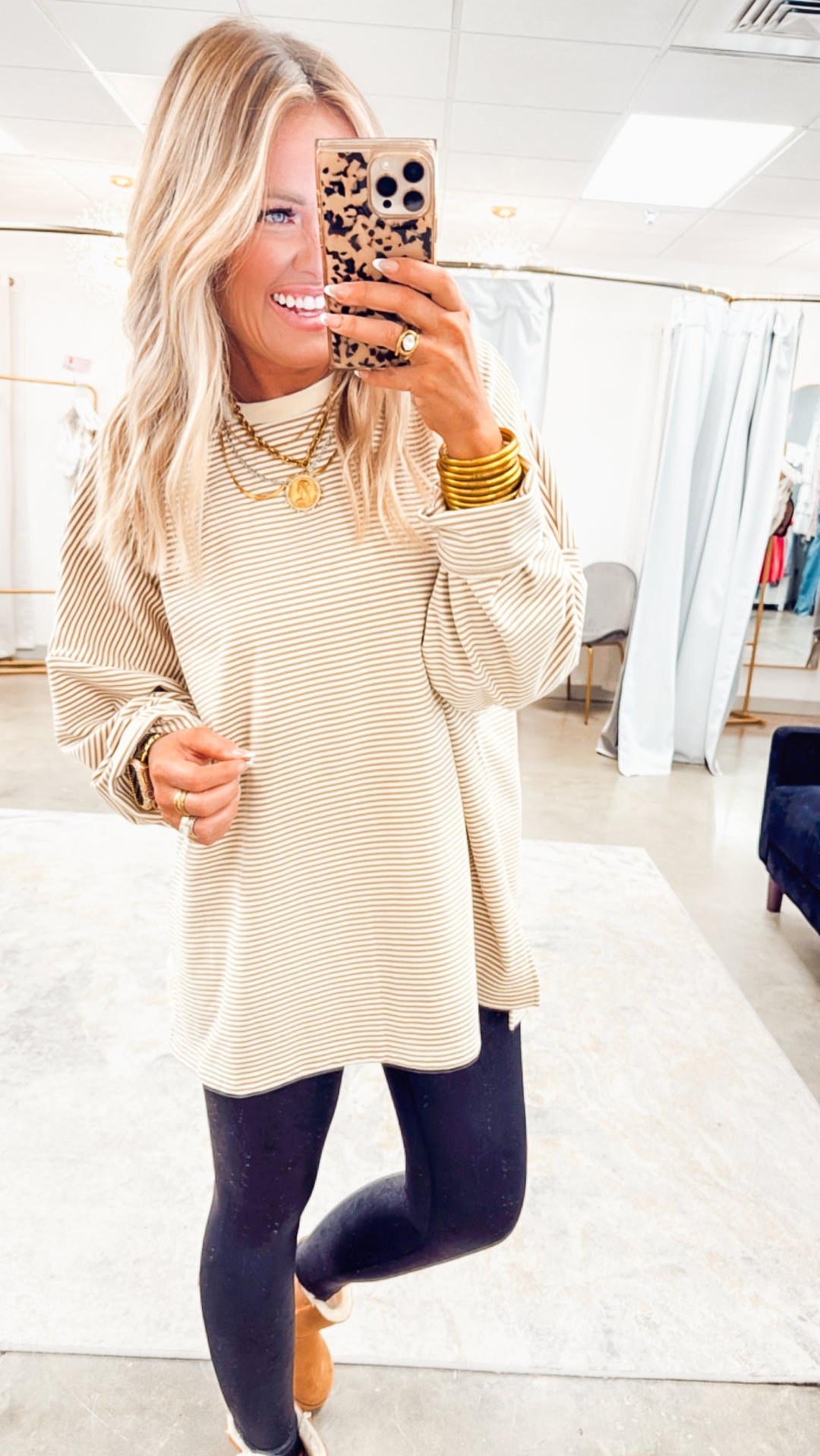 Ember Oversized Top-Beige