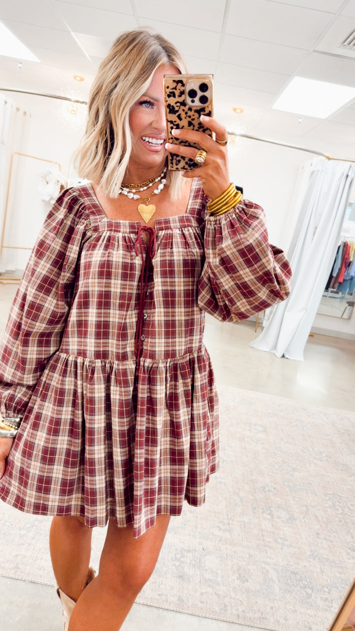 Harvest Checkered Mini Dress