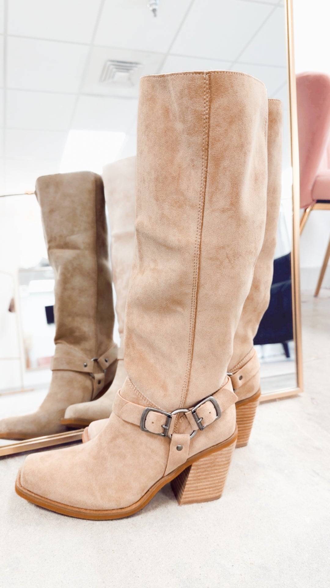 Dahlia Suede Harness Knee Boots