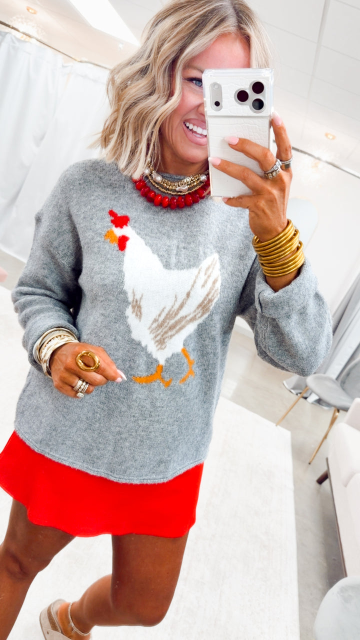 The Hen House Darling Sweater-Grey