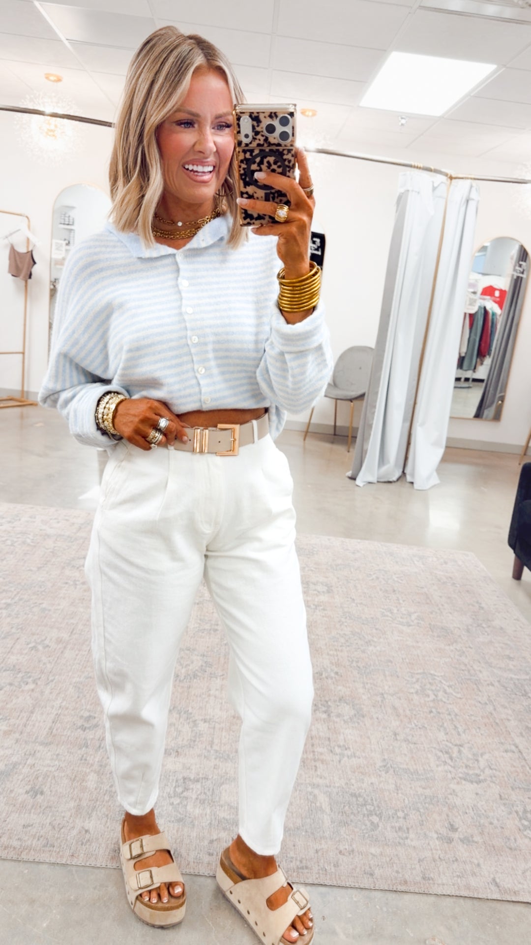 Seaside Stroll Cardigan-Blue Stripe