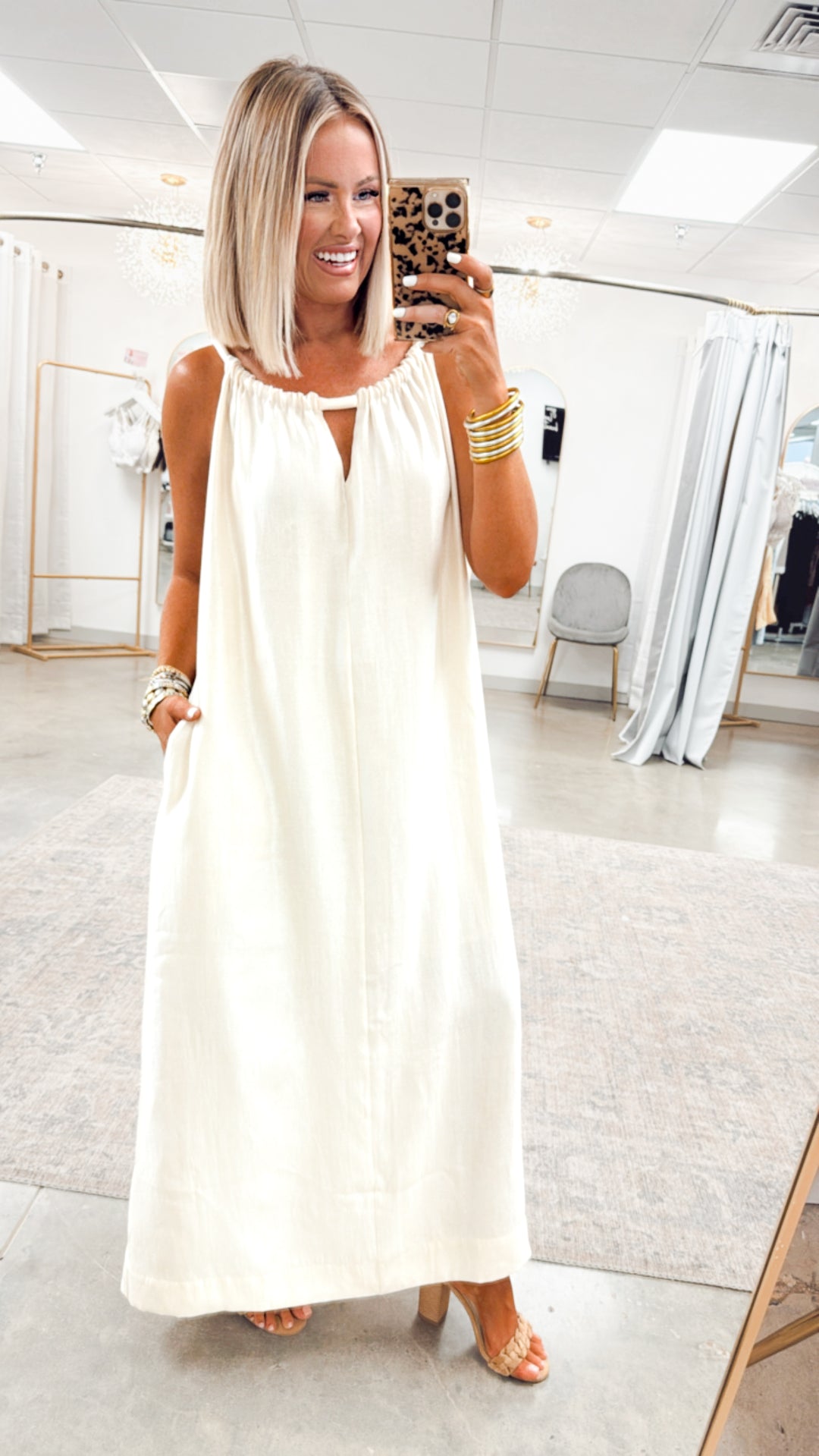 Halter Tie Back Dress-Ivory