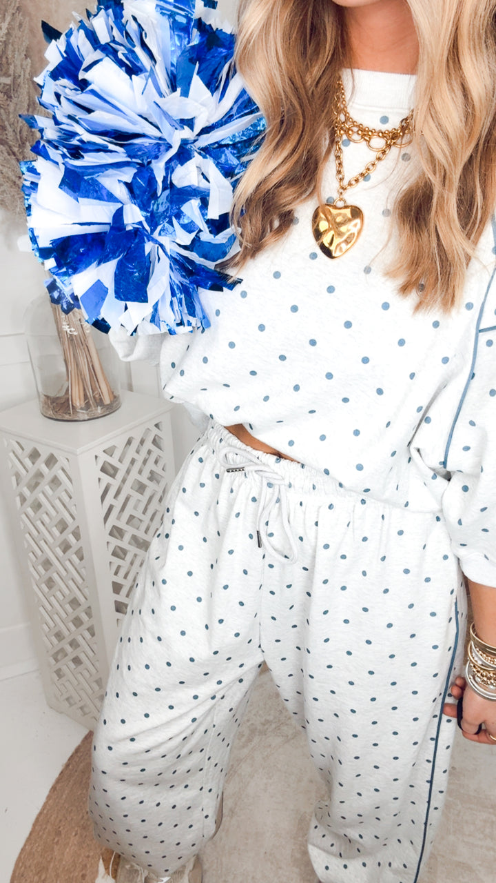 Piper Dot Two Piece Set-Grey/Navy