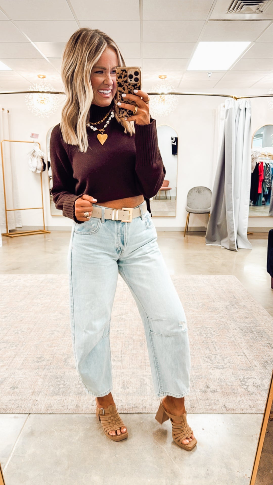 Audrey Cropped Sweater-Brown
