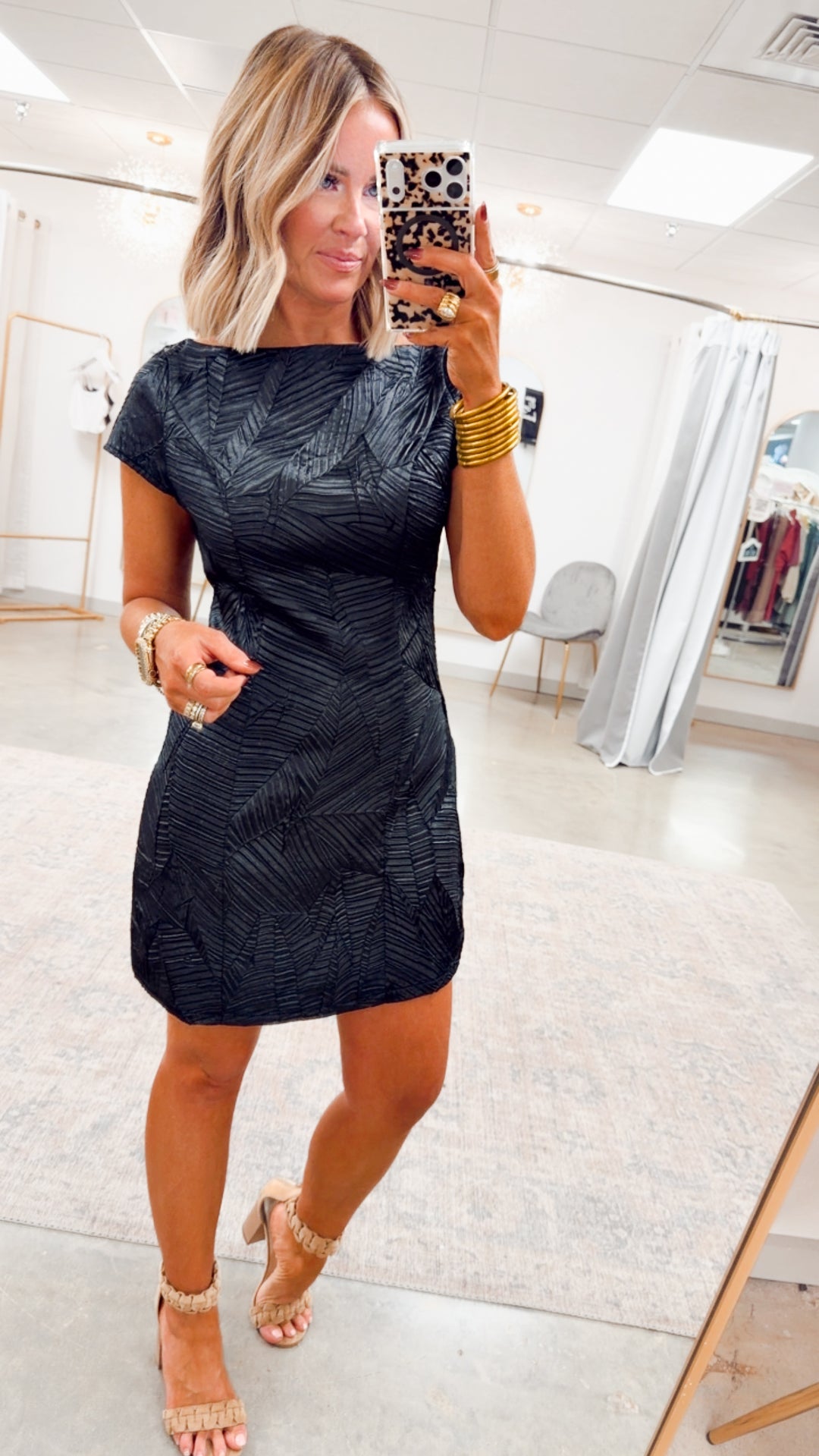 Ivy Cap Sleeve Mini Dress-Black