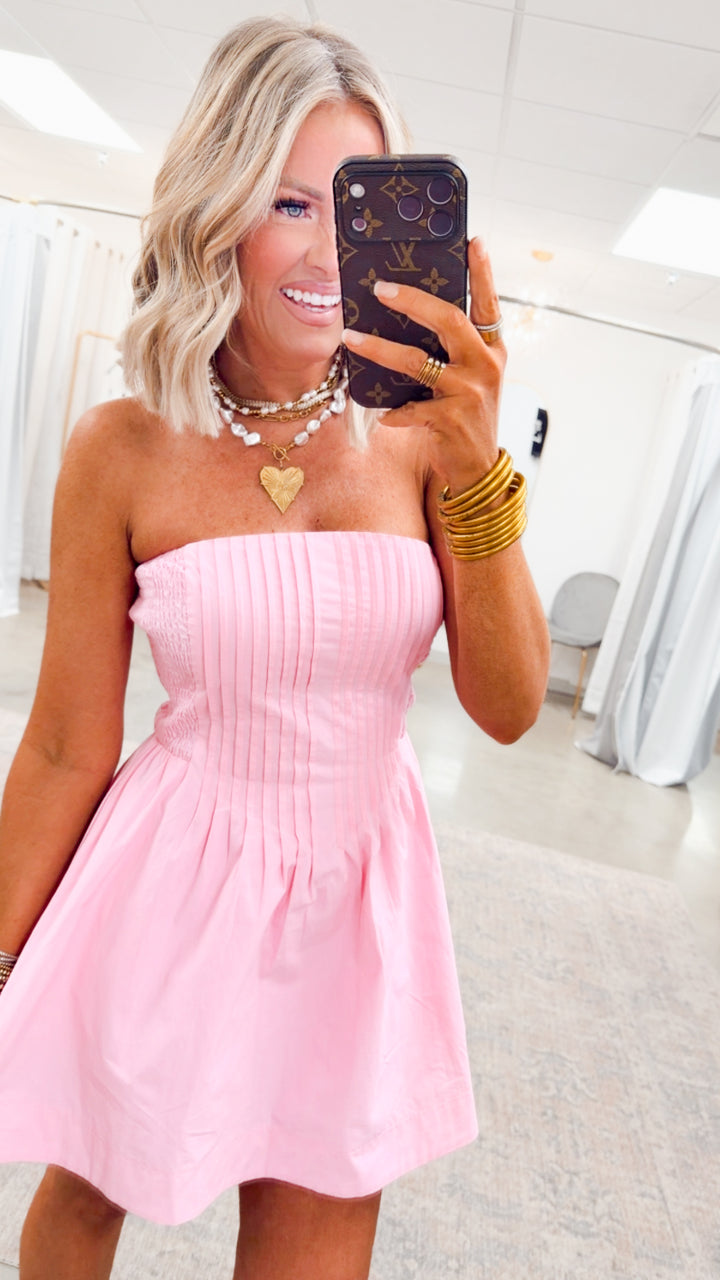 Rosebud Pleated Mini Dress