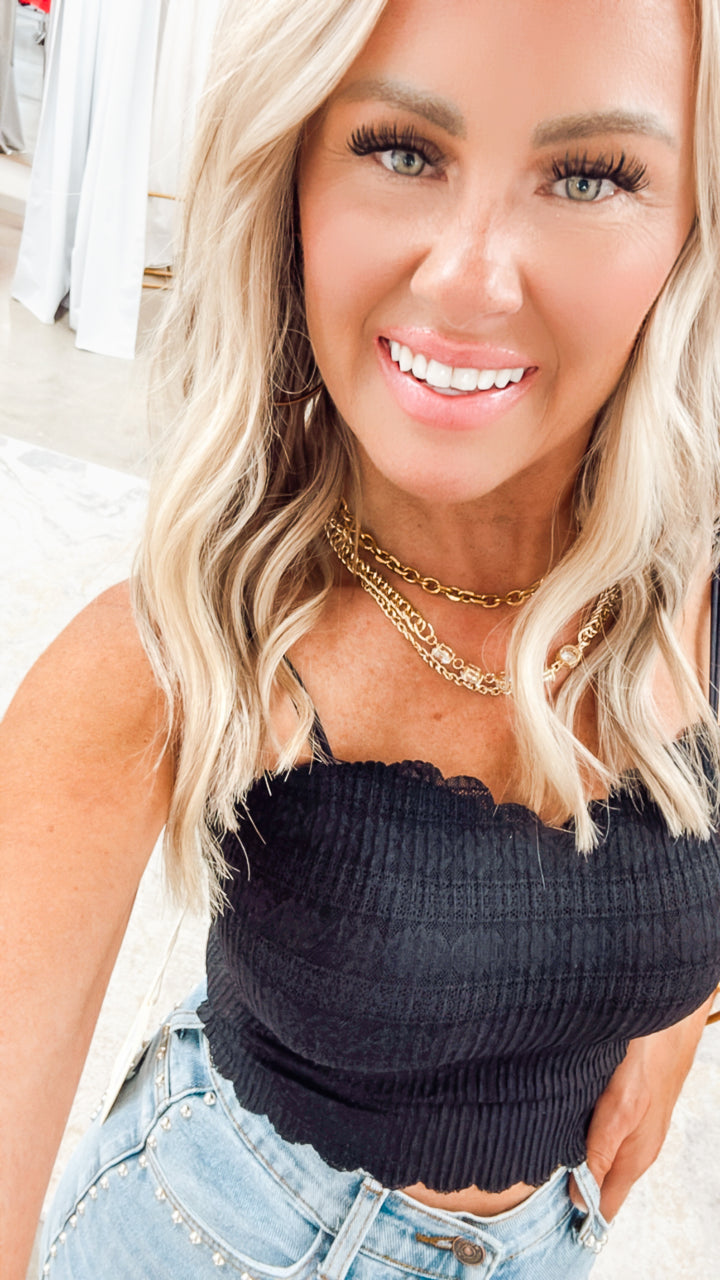 Sweet Scallop Bralette-Black