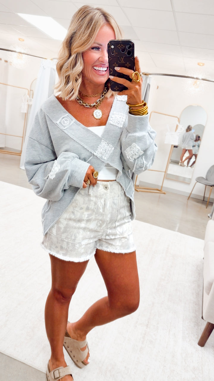 The Quinn Wrap Top-Grey