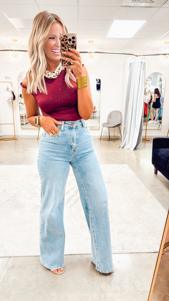 Nova Stud Wide Leg Jeans