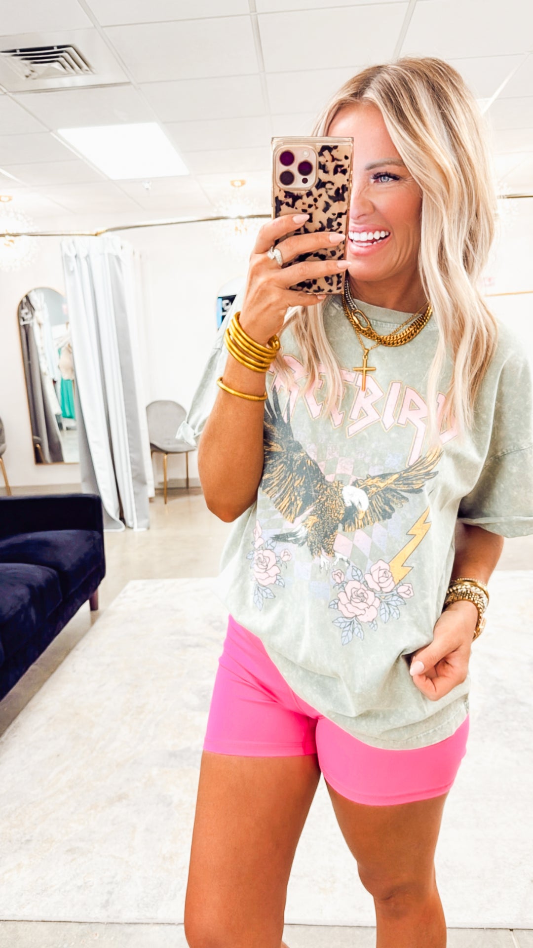 Free Bird Eagle Vintage Tee-Green
