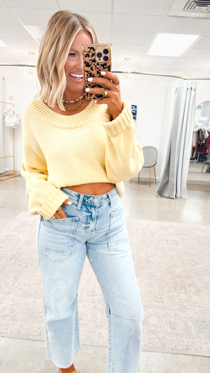 Larkin Drop Shoulder Sweater-Lemon