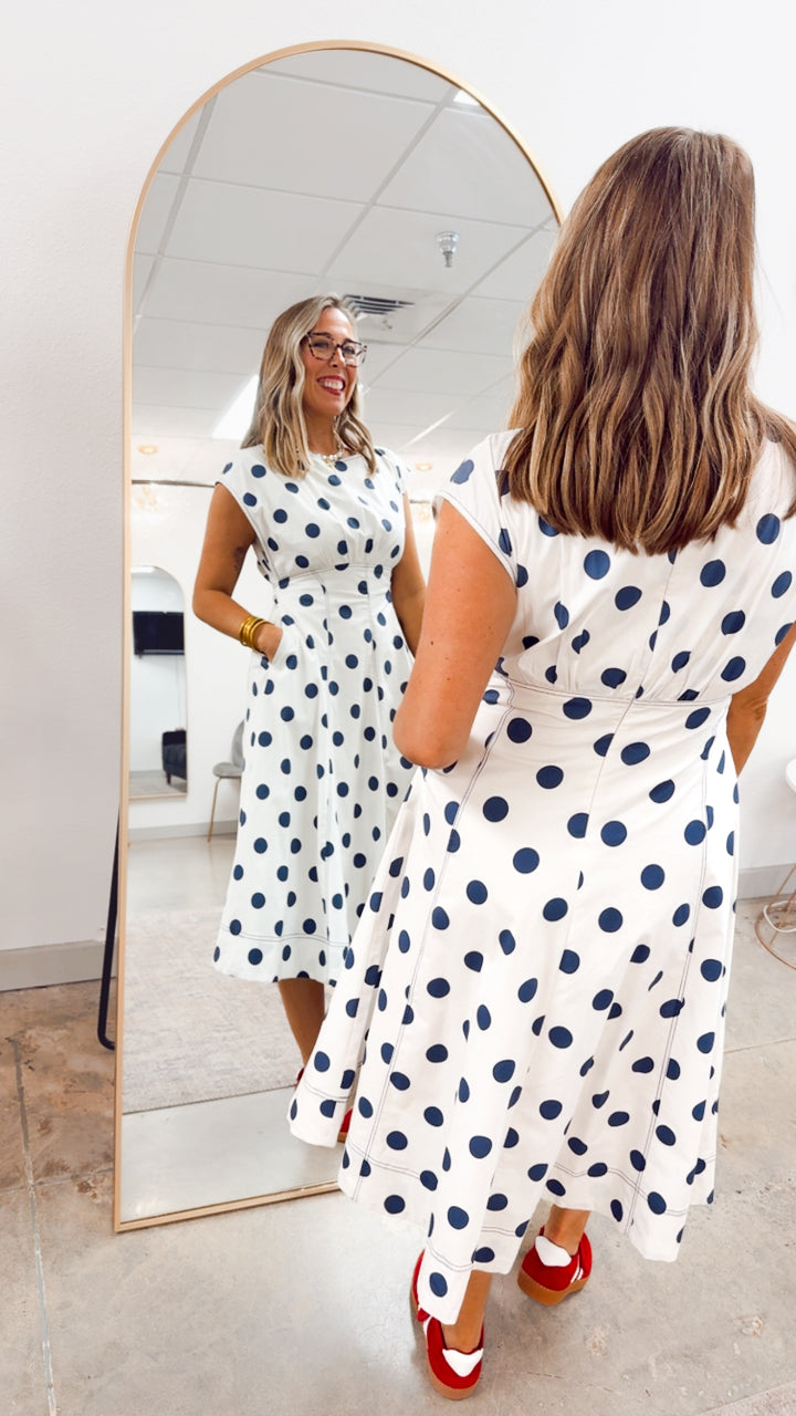 The Spot On Midi Dress-Ash/Navy