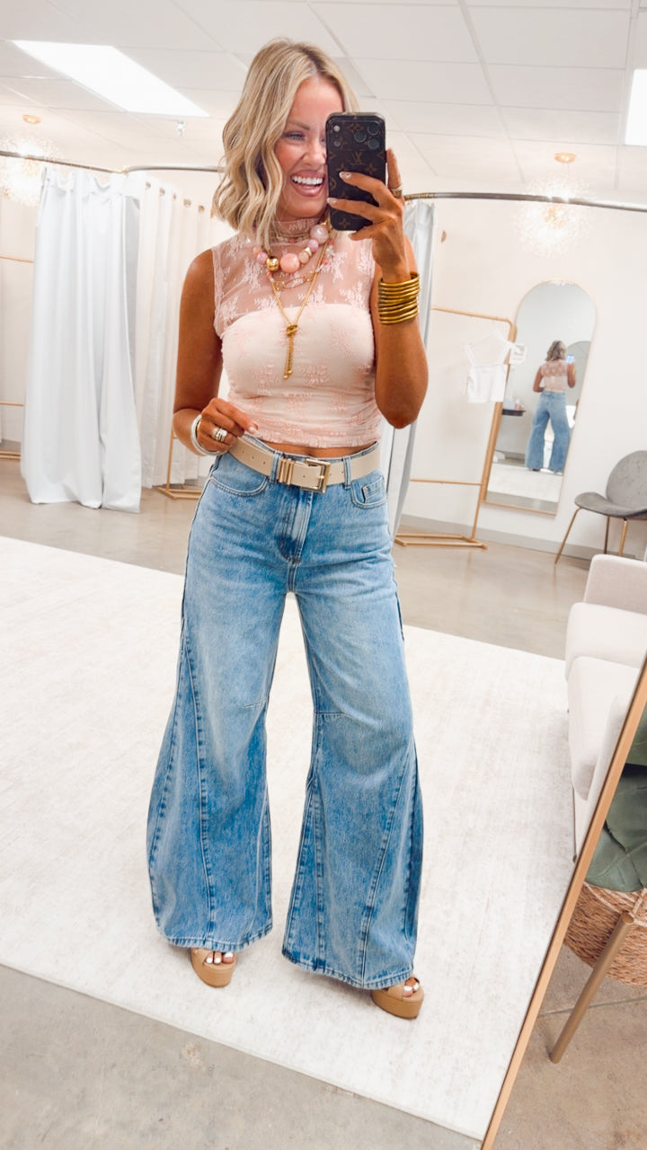 The Vivienne Lace Tank Top-Pink