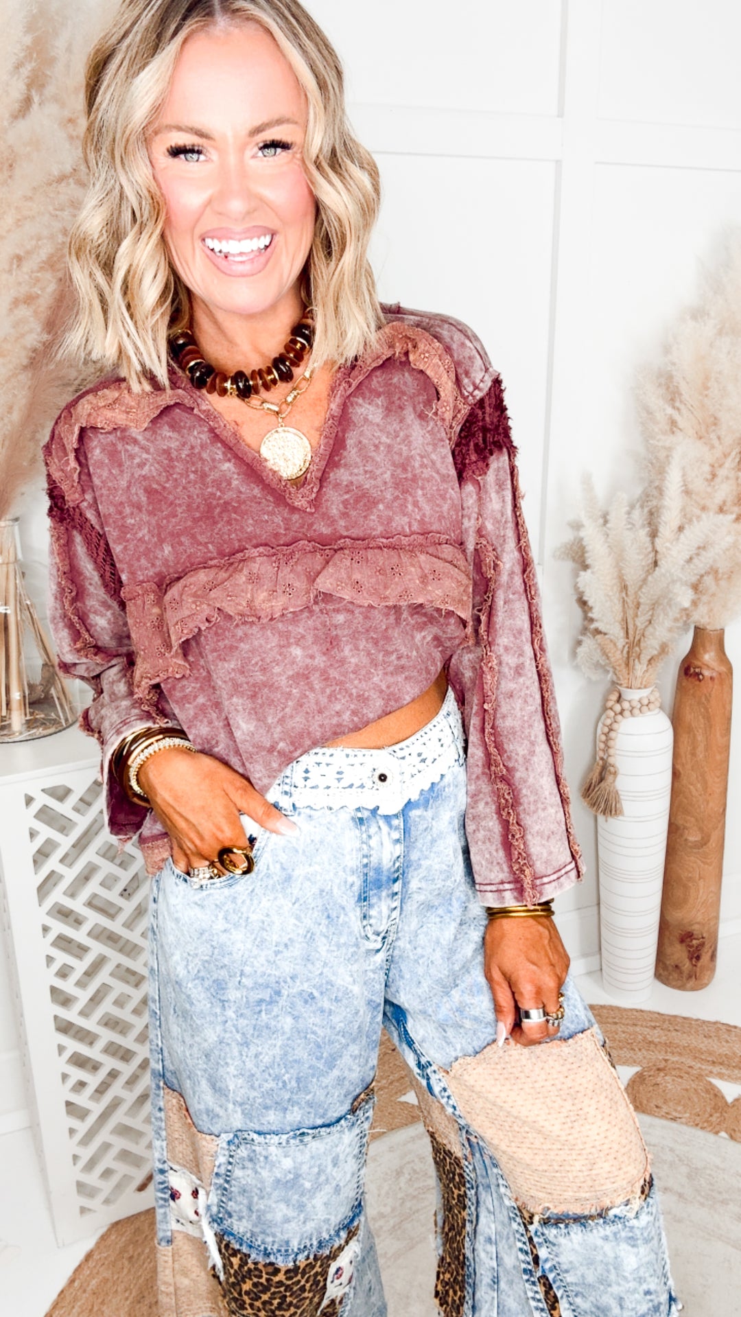 The Retro Rhapsody Top-Burgundy