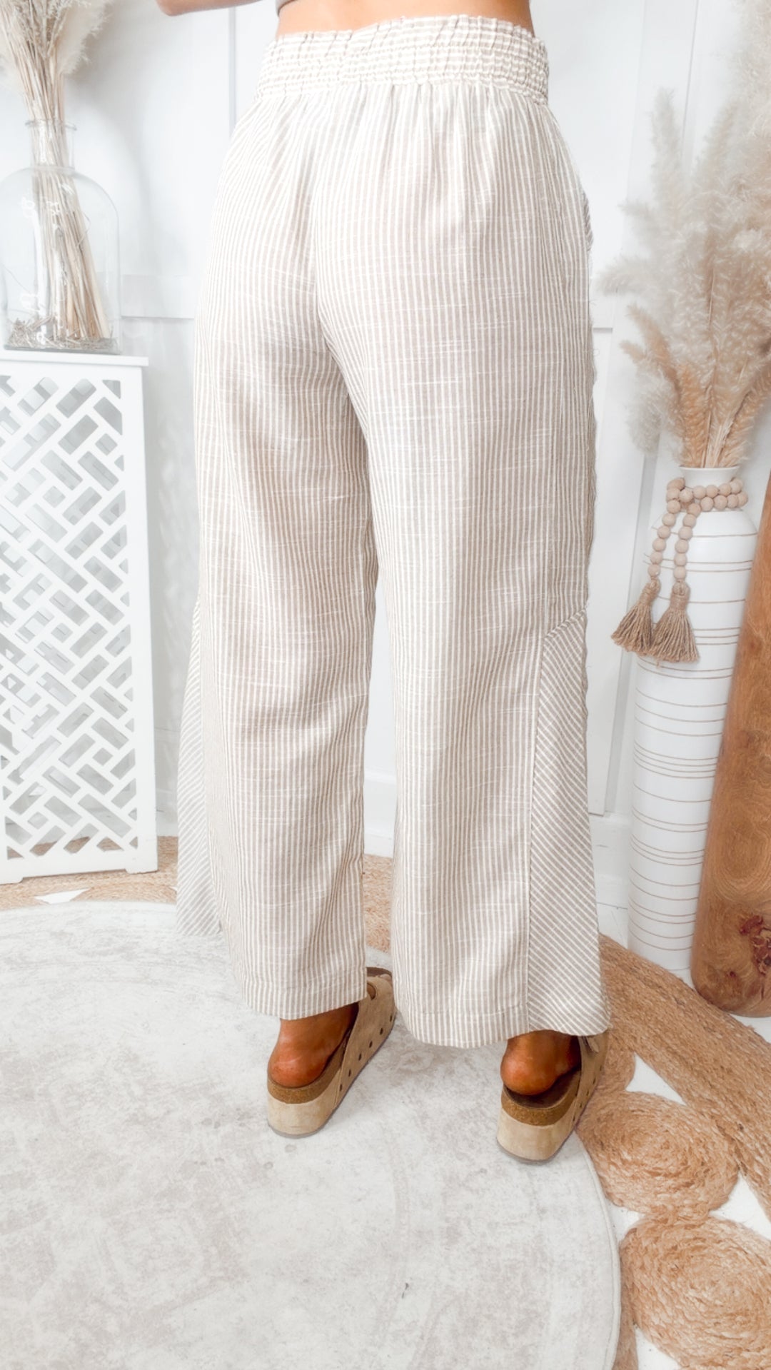 The Ellis Stripe Pants-Tan