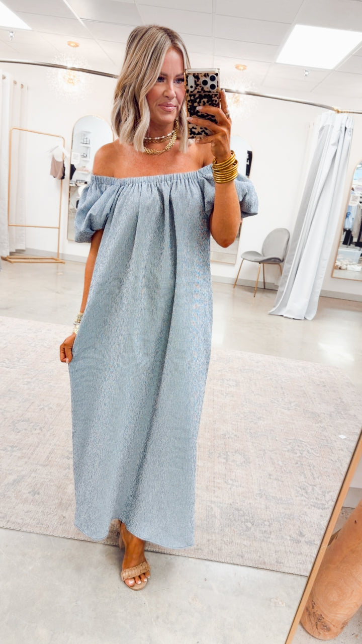 Coastal Gingham Midi Dress