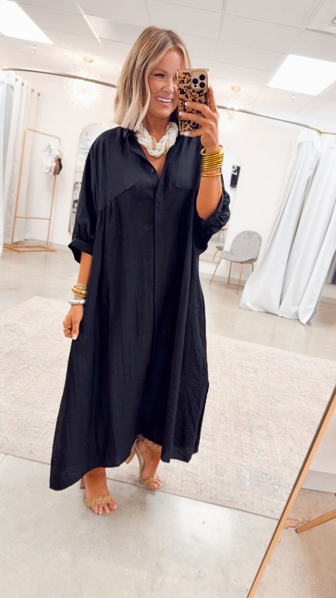 The Haven High-Low Shirt Dress-Black
