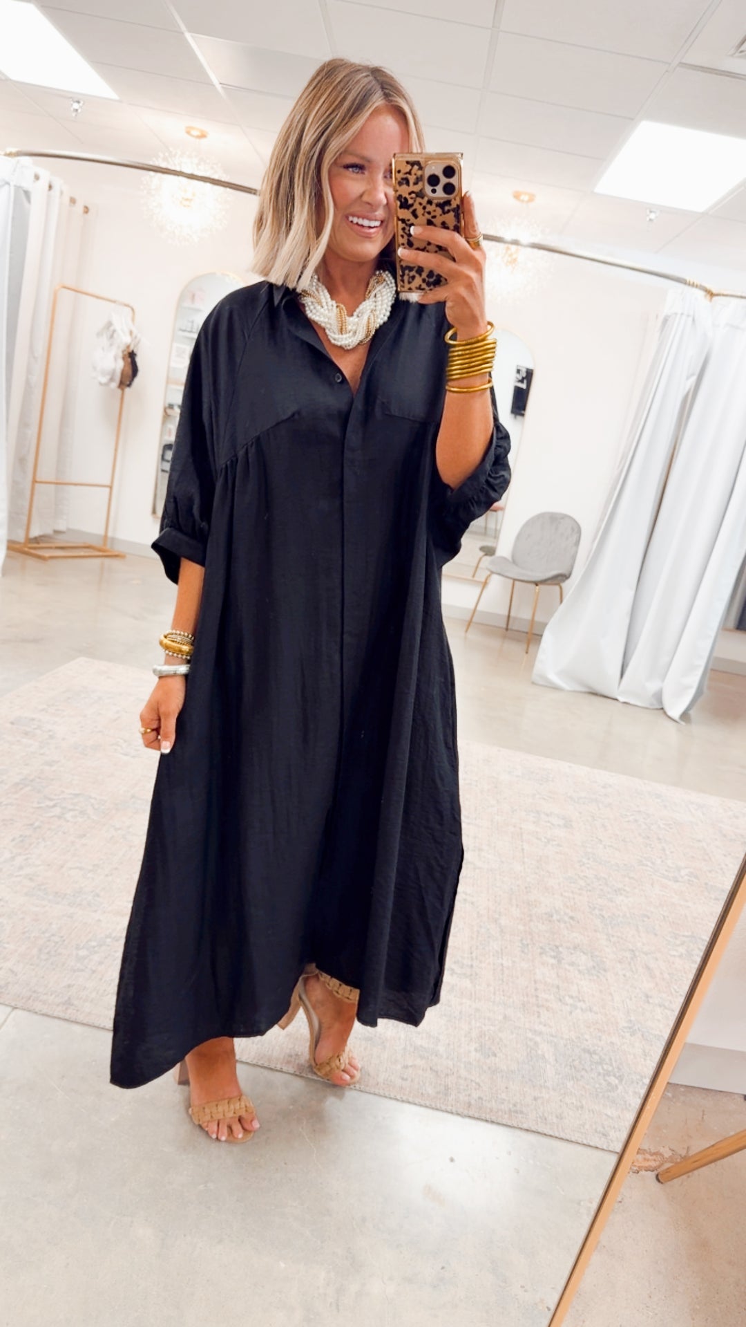 The Haven High-Low Shirt Dress-Black