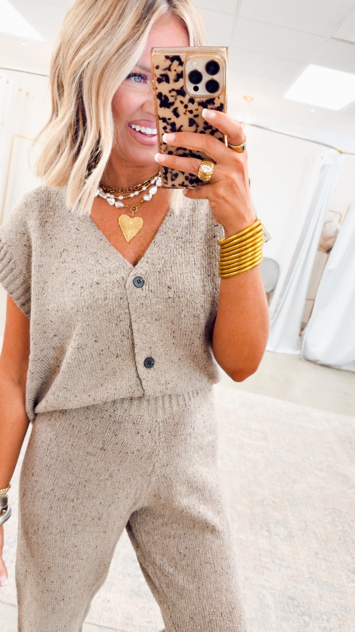 Channing Oversized Sweater Vest & Pants-Mushroom