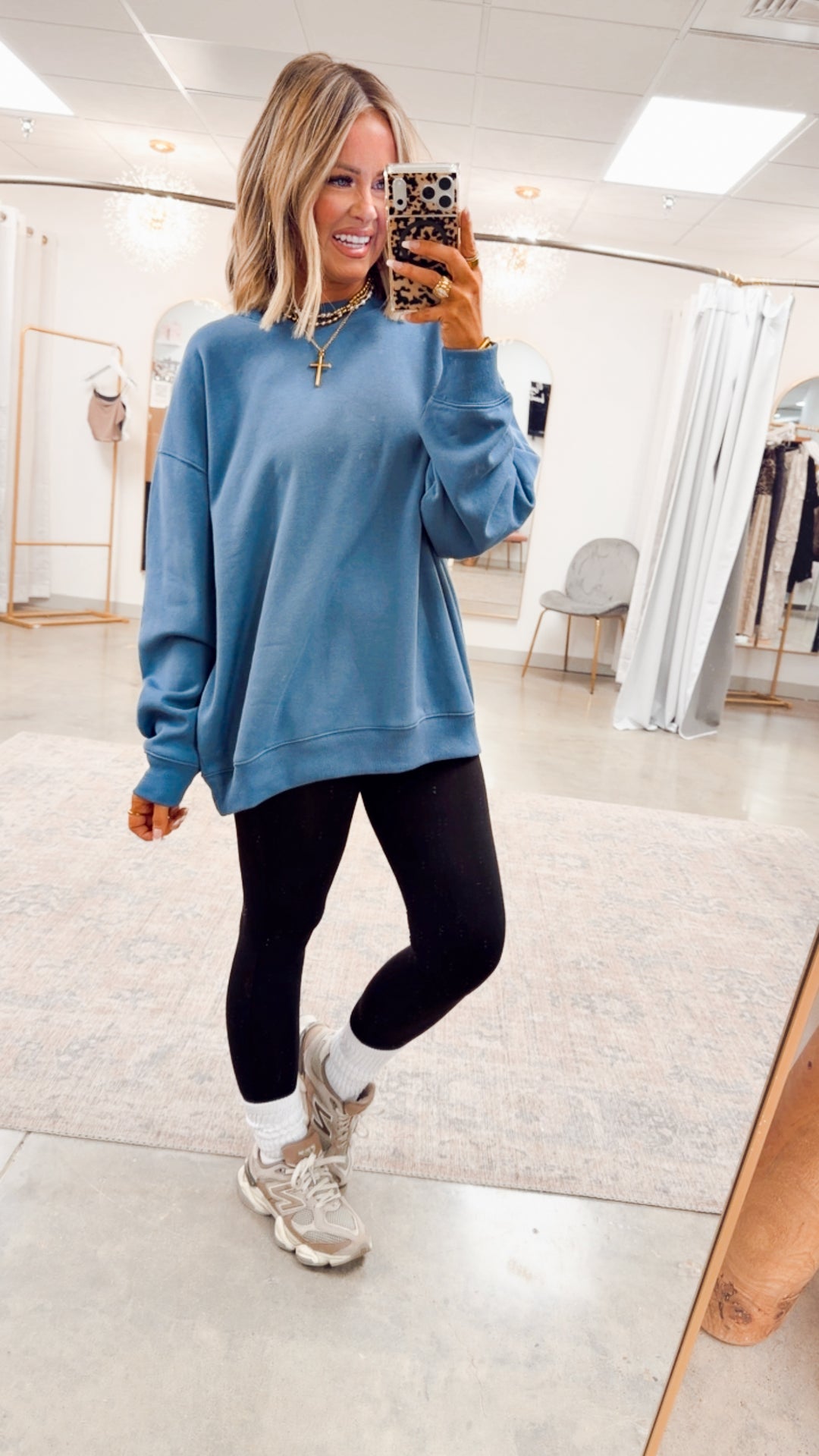 The Classic Crew Pullover-Dusty Blue