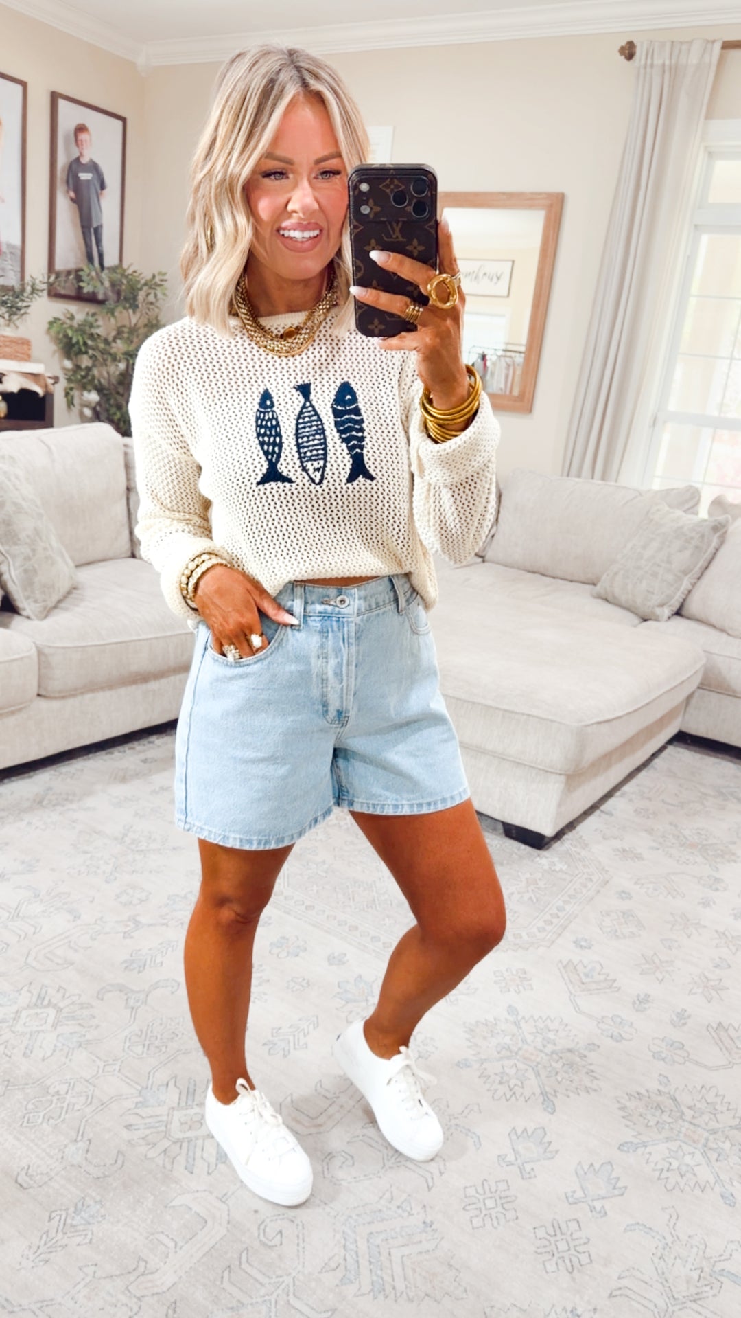 Fish Trio Mesh Sweater
