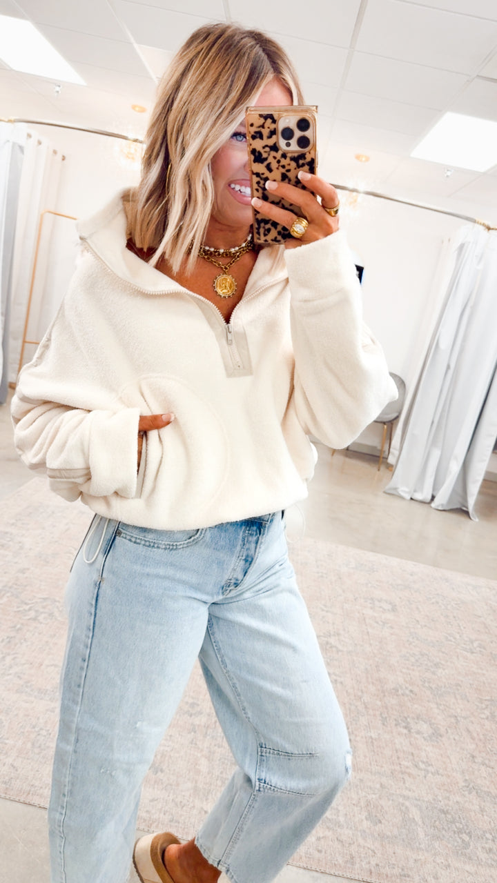 Demi Half-Zip Pullover Jacket-Ivory