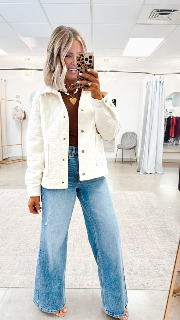 Ivy Quilted Jacket-Cream